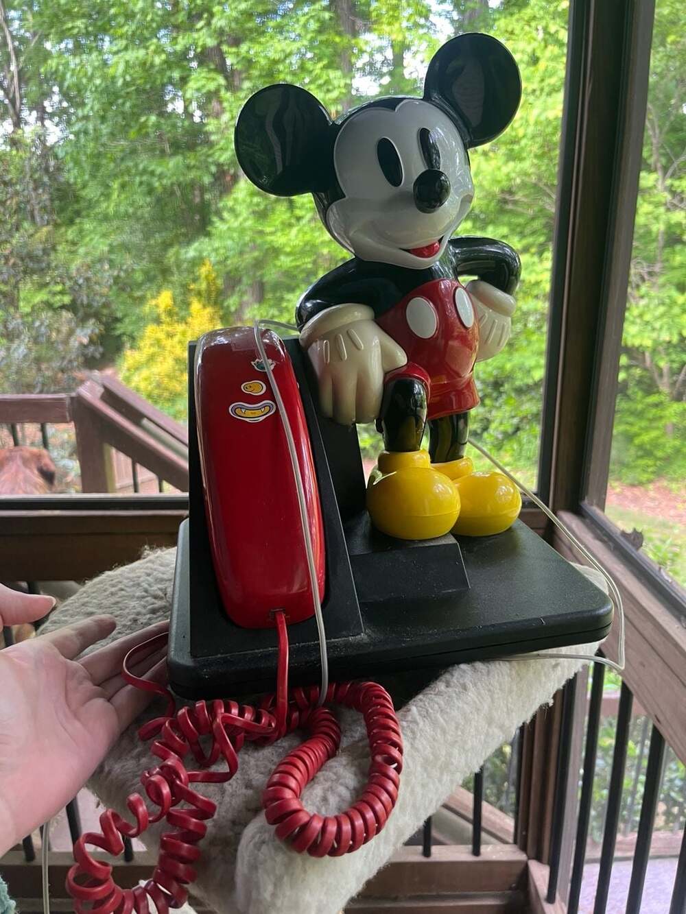 Vintage AT&T 210 Mickey Mouse Landline Telephone with Red Handset